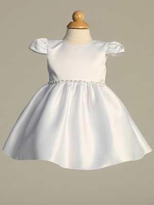 Satin short dress with Rhinestone trim