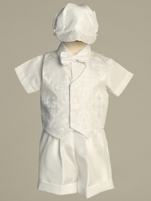 Jacquard Vest & Shantung short set