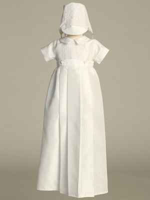 Shantung romper with embroidered Lace and detachable gown