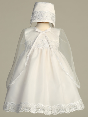 Satin and Tulle dress with Tulle cape