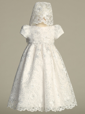 Corded embroidered Tulle gown with sequins