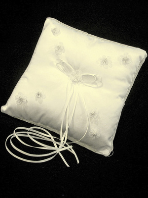 Ivory Satin Ring Bearer Pillow